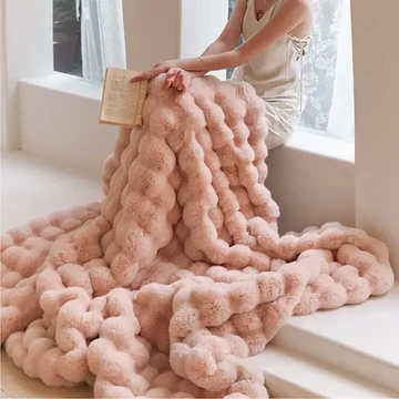 Plushridge™ Double-Lined Faux Rabbit Fur Throw for Cold Nights