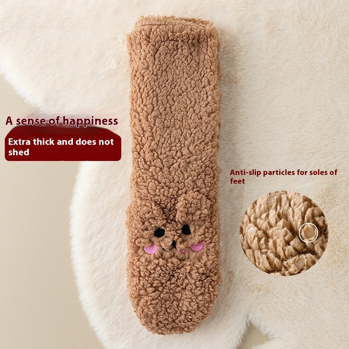 Plushridge Extra-Thick Coral Fleece Floor Socks with Non-Slip Sole