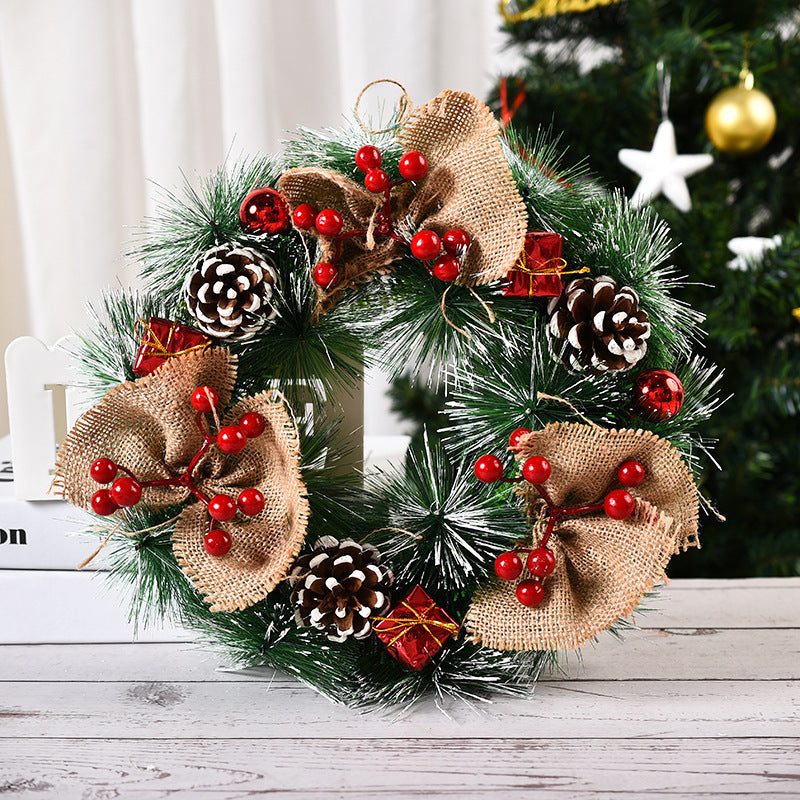 Artificial Pinecone Christmas Wreath With Red Berries