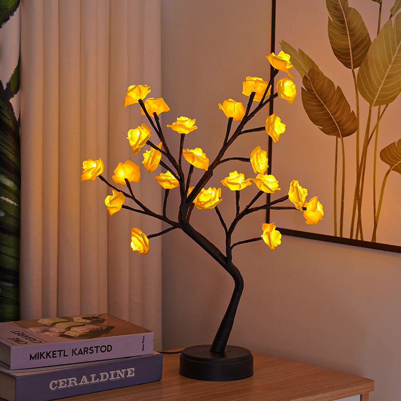 Rose Tree Lamp, LED Flower Night Light with USB Power