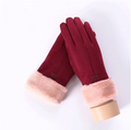 Suede-look gloves with plush bear cuff