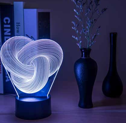 Plushridge Twisted Knot 3D Illusion Acrylic Lamp with Touch Control