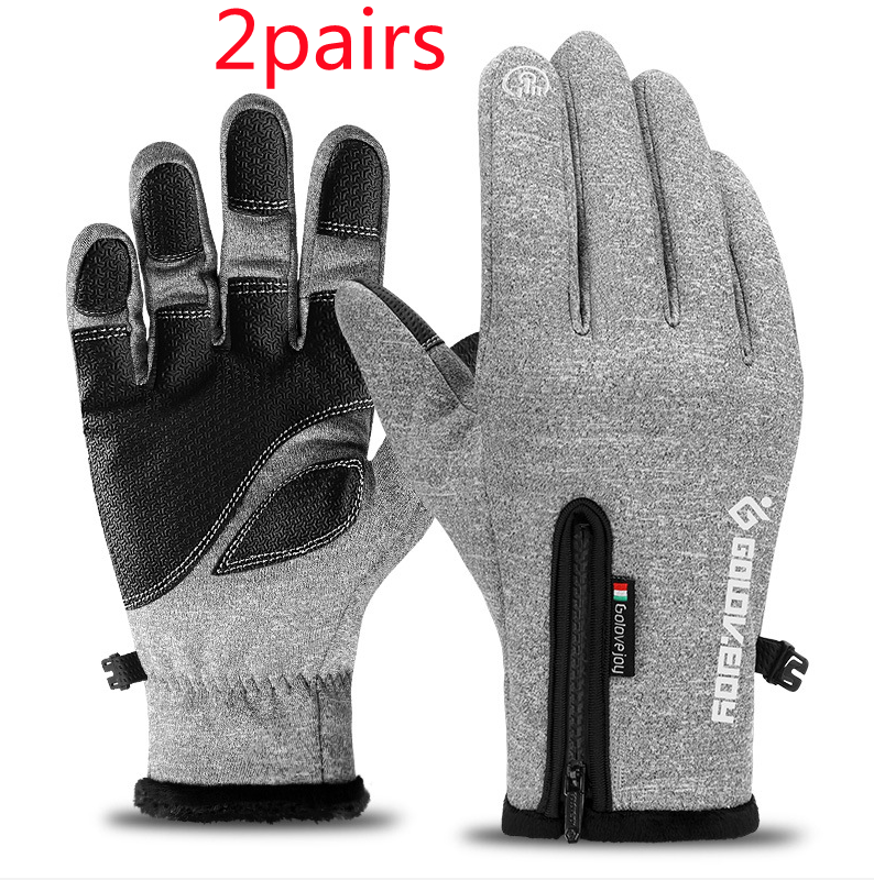 Fleece Thermal Gloves with Zipper Cuff and Touchscreen Tips