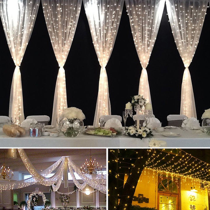 Christmas LED Curtain Lights 3 x 3 m 304 Beads Remote Control