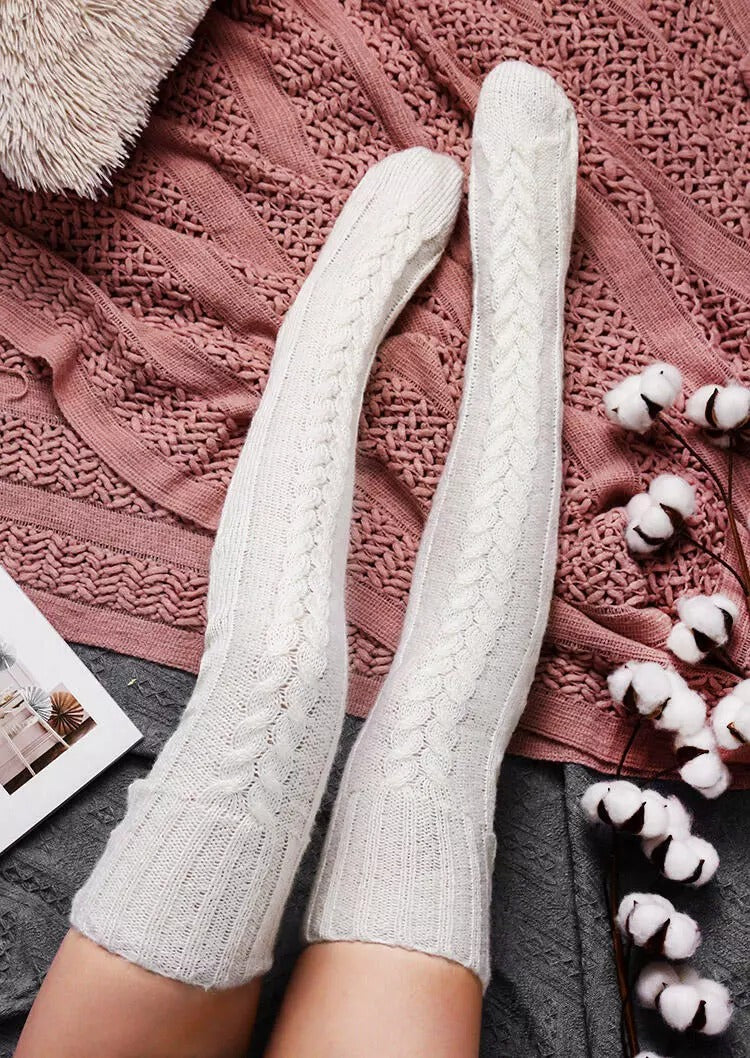 Hand-Knit Over-the-Knee Socks, Extra Long and Cozy
