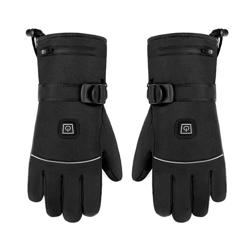 Electric heated gloves with cuff battery pocket
