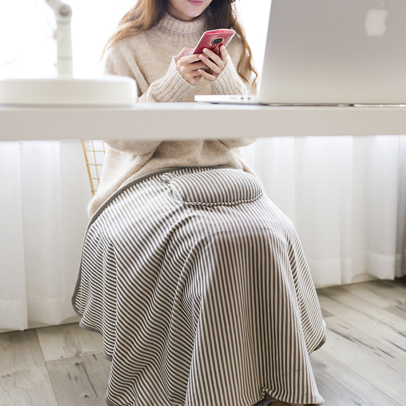 USB Heated Plush Blanket for Office, Washable with Power Bank Option