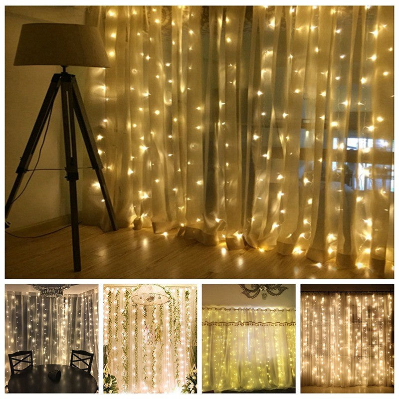 Christmas LED Curtain Lights 3 x 3 m 304 Beads Remote Control