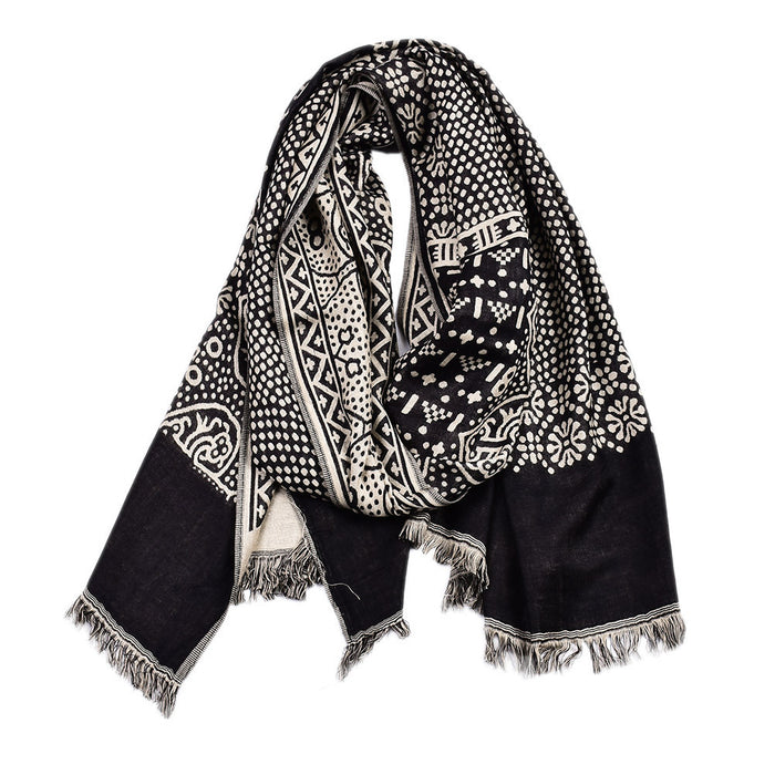 Plushridge Jacquard Woven Scarf with Ethnic Pattern