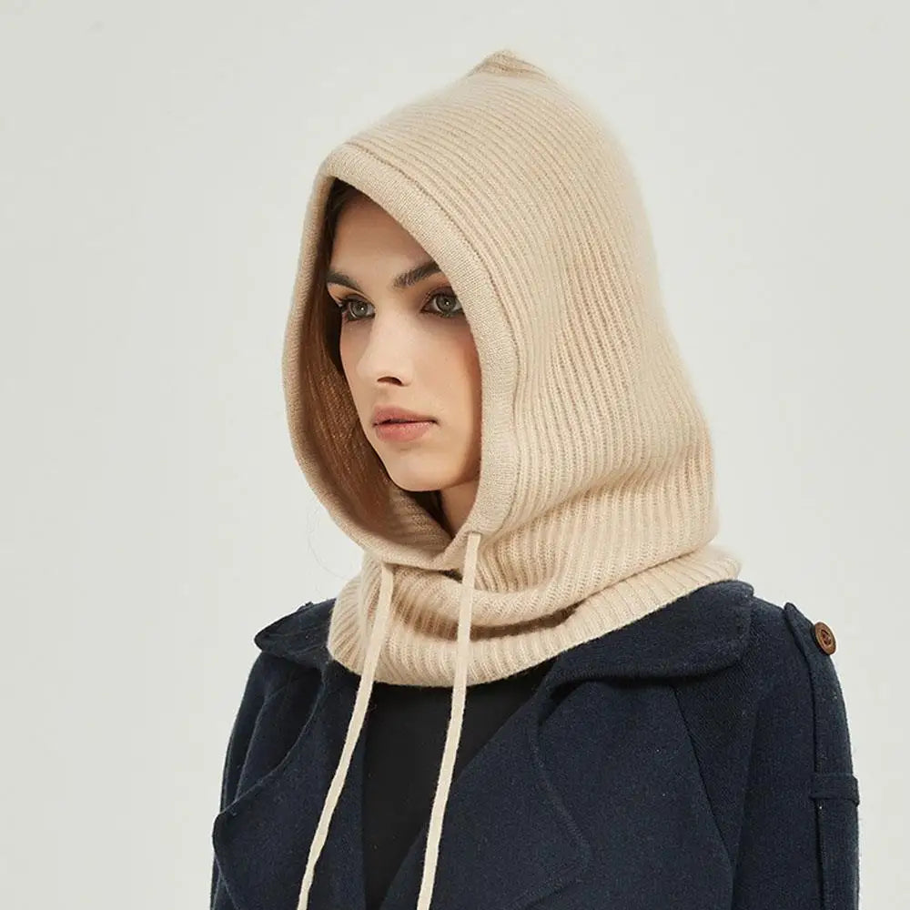 Knit Hooded Balaclava and Neck Warmer in Soft Cashmere Knit