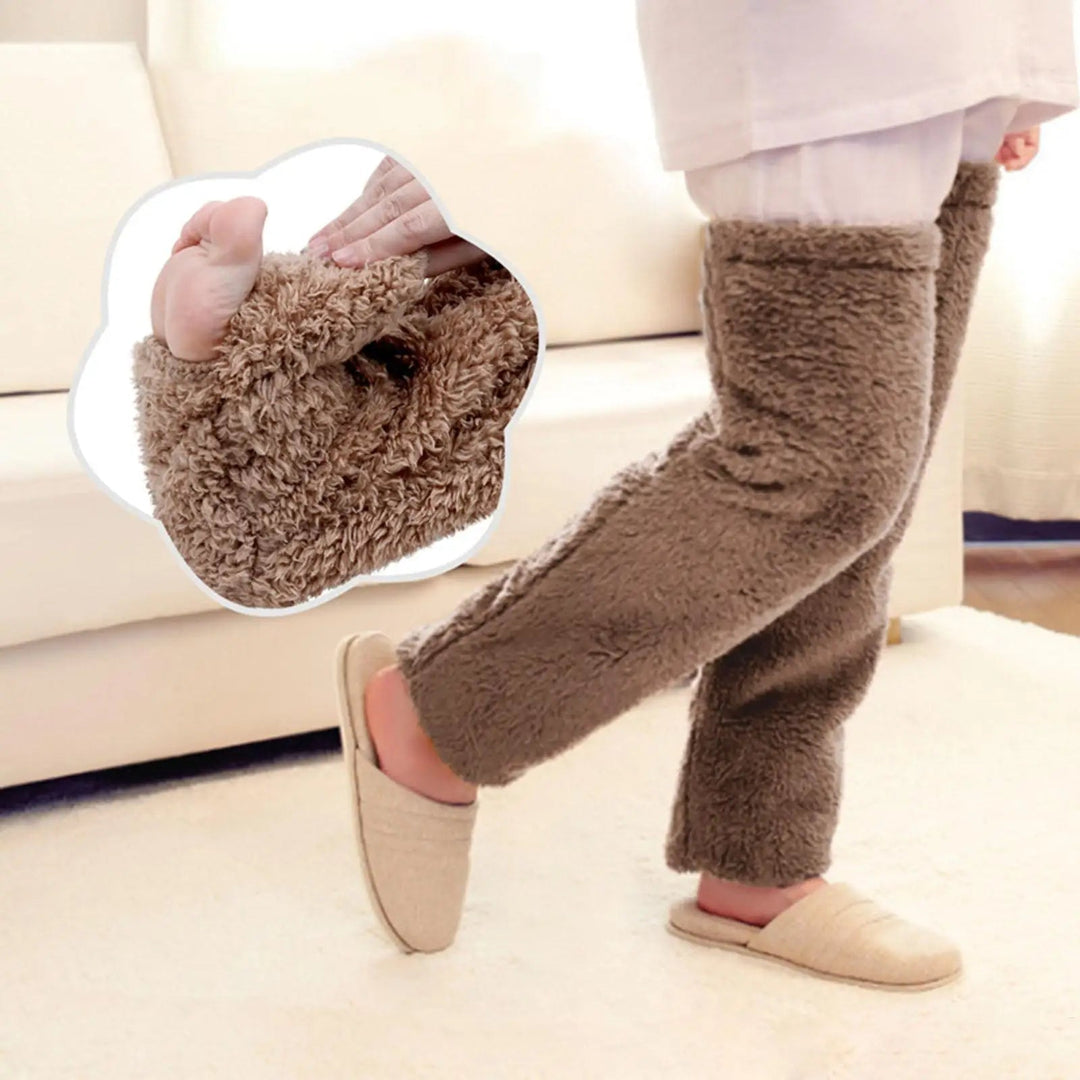 Fuzzy Thigh High Socks with Open-Toe Option