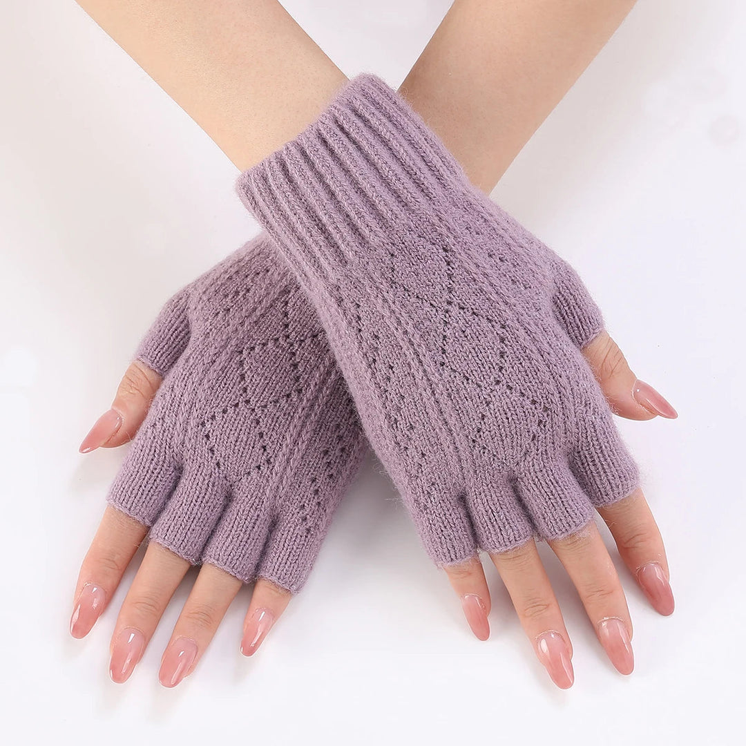 Soft Knit Fingerless Gloves with Snug Ribbed Cuffs