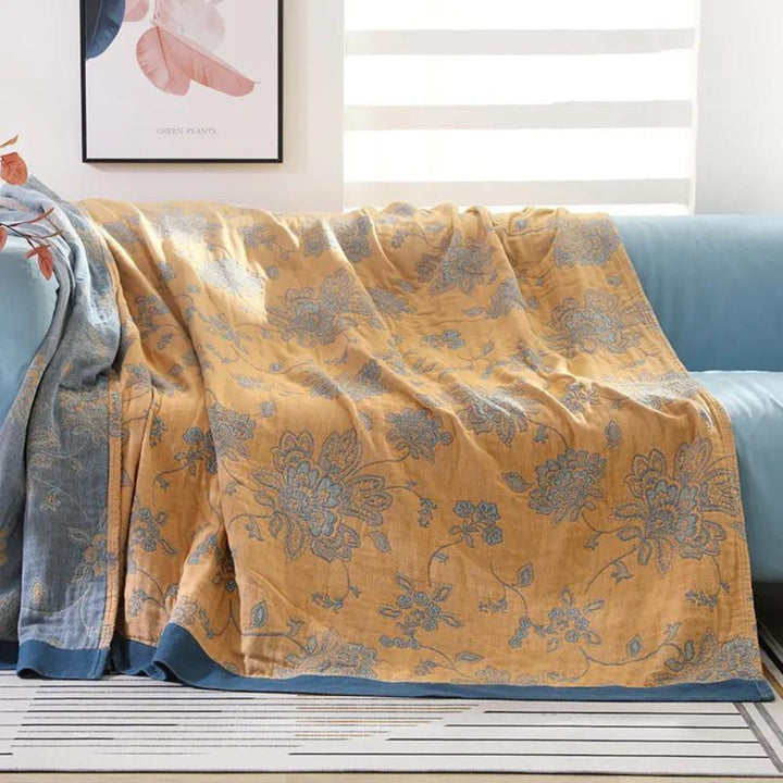 Five Layer Floral Cotton Gauze Blanket