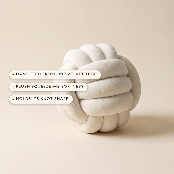 Plushridge™ Velvet Knot Ball Pillow, Sculptural Plush Accent Cushion