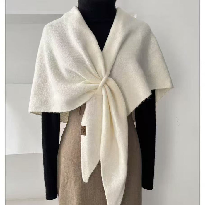 Plushridge Wool Knit Triangle Shawl That Ties at the Front