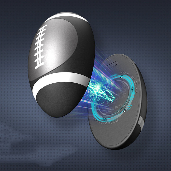 Football shaped magnetic hand warmer split in two