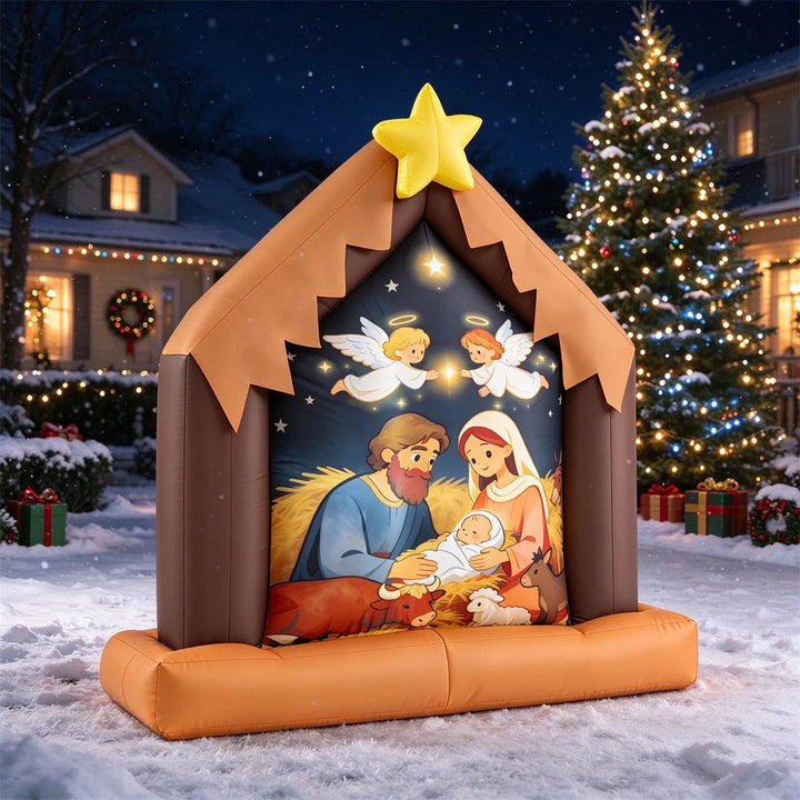 Inflatable nativity scene with Holy Family