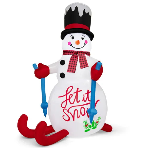 Plushridge 6 ft Inflatable Snowman on Skis with Top Hat