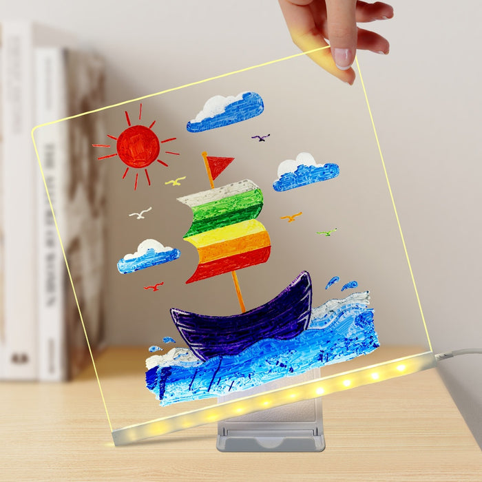 Plushridge LED Acrylic Drawing Board with Stand and Light Base