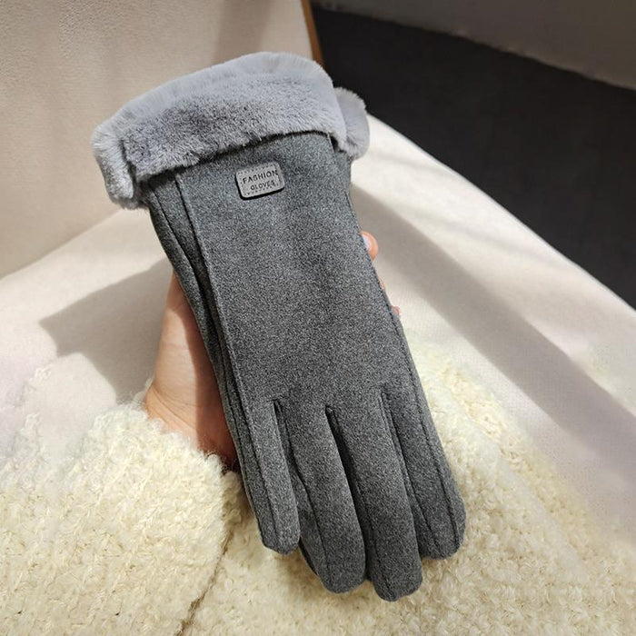 Plushridge Fleece-Lined Suede-Look Gloves with Faux-Fur Cuff