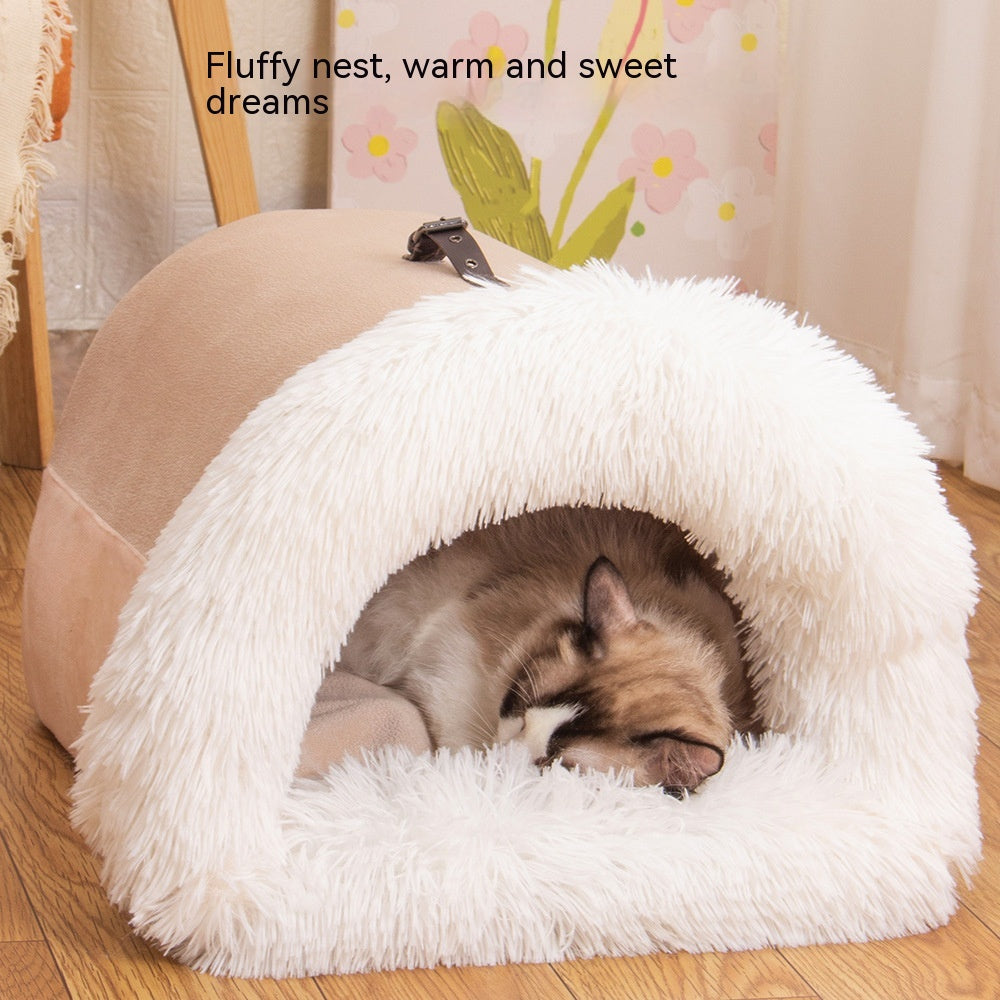 Portable Splice Cat Bed, Semi-Enclosed and Moisture-Proof
