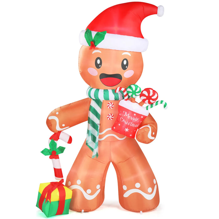 Plushridge 7.9 ft Inflatable Gingerbread Man with Candy Cane