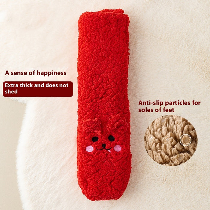 Plushridge Extra-Thick Coral Fleece Floor Socks with Non-Slip Sole