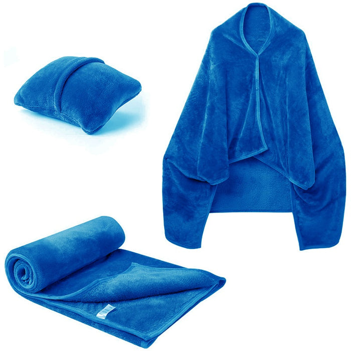 Plushridge 3-in-1 Fleece Blanket That Turns Into a Shawl or Pillow