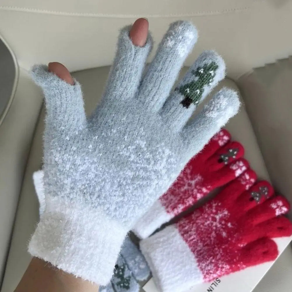Festive Fleece Lined Convertible Fingerless Gloves