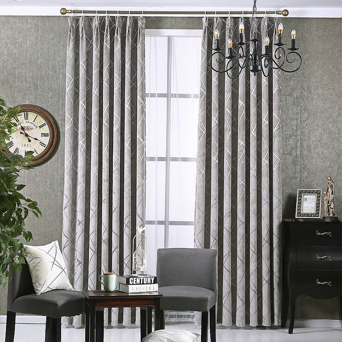 Plushridge Chenille Blackout Curtain Panel with Geometric Pattern