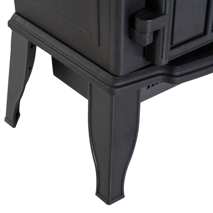 Black electric fireplace stove with LED log glow