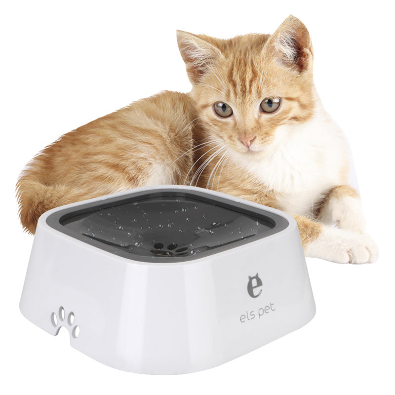 White floating no-spill pet water bowl