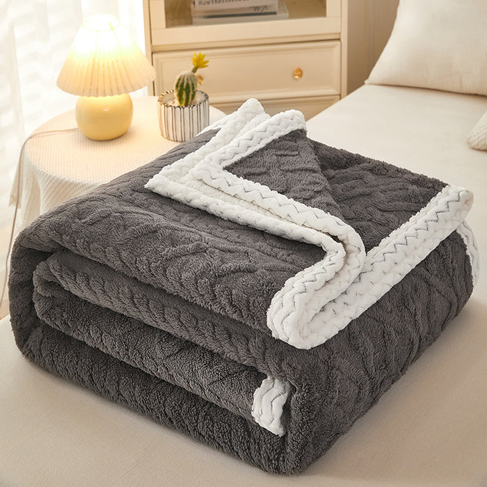 Plushridge Double Layer Coral Fleece Blanket with Sherpa Reverse