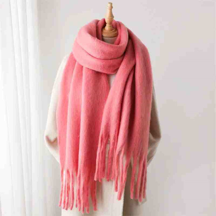 Plushridge Fluffy Winter Scarf with Chunky Tassels in 19 Colors