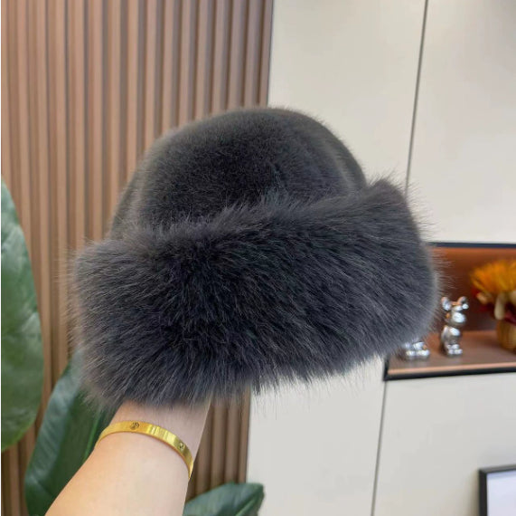 White faux fur Cossack hat