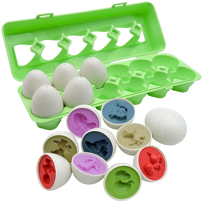 Plushridge Shape-Matching Montessori Eggs in a 12-Egg Carton
