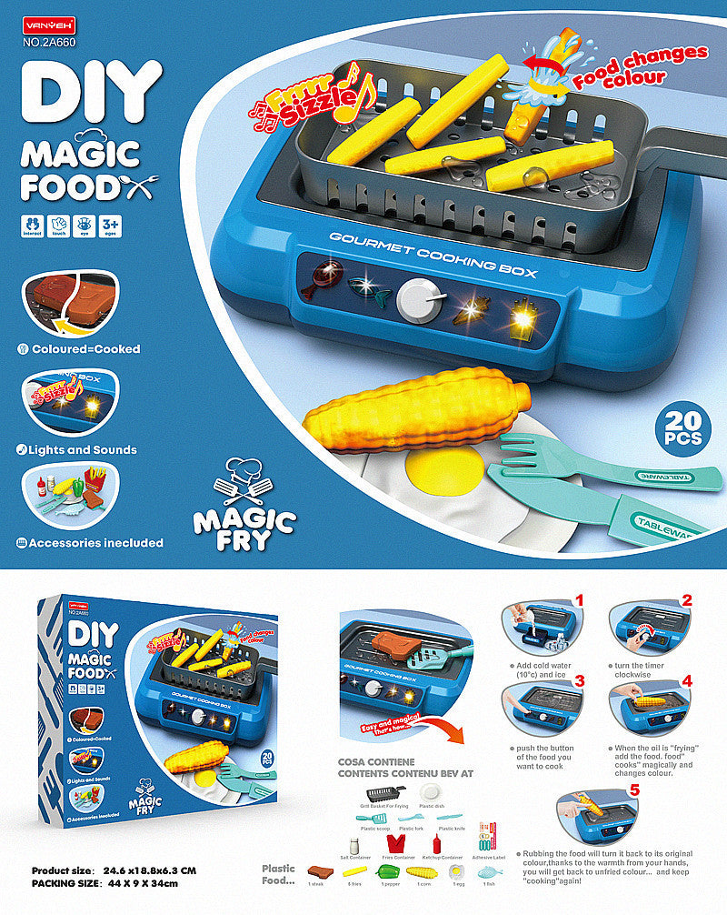 Kids toy stove set with play food and utensils