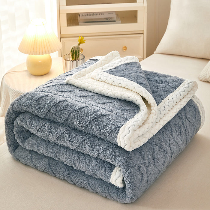 Plushridge Double Layer Coral Fleece Blanket with Sherpa Reverse