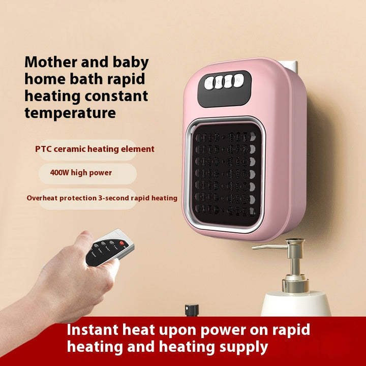 White plug-in wall heater with remote control