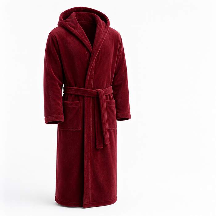 Plushridge™ Men's Long Hooded Bathrobe in Quick-Drying Plush Fleece