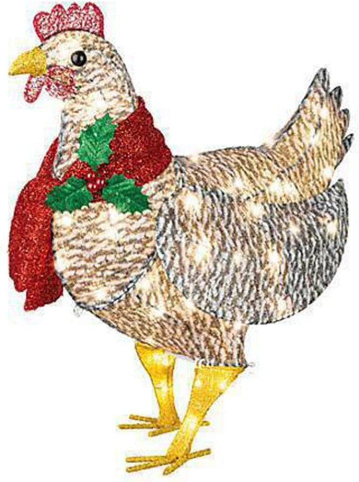 Plushridge™ Light-Up LED Chicken with Scarf Holiday Yard Decoration