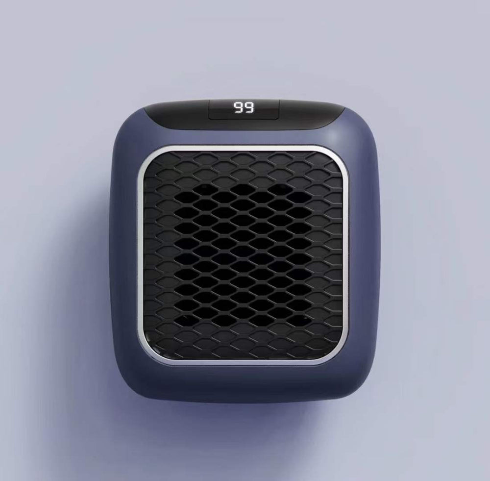 Compact gray wall-socket space heater