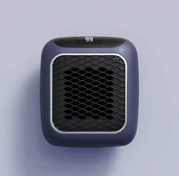Compact gray wall-socket space heater