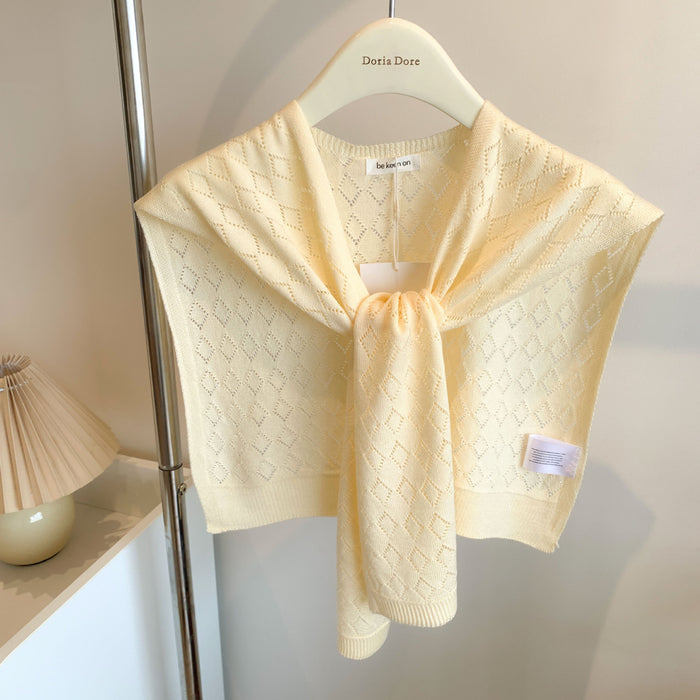 Plushridge Tie-Front Knit Shoulder Wrap in Solid or Openwork