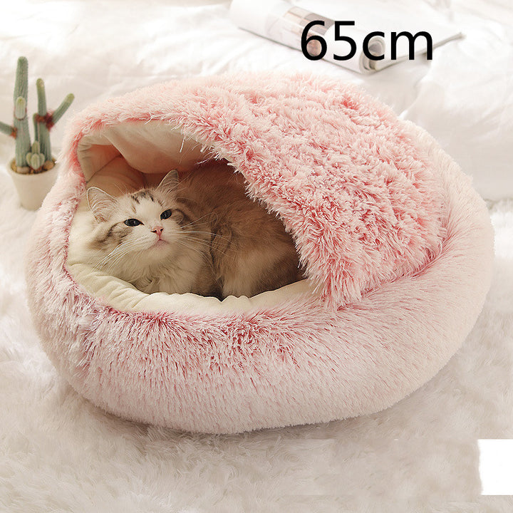 Round Plush Calming Pet Bed for Dogs and Cats, Warm &amp; Soft