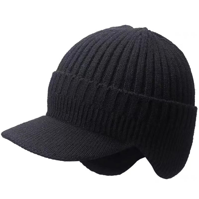 Plushridge Men's Peaked Knit Beanie with Ear Flaps