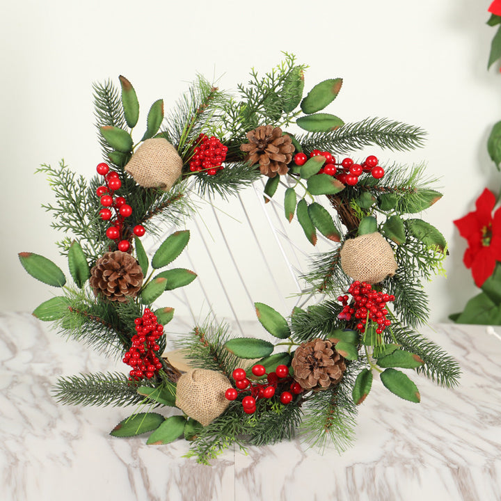 Natural Pine Christmas Wreath With Pine Cones and Frosted Clover