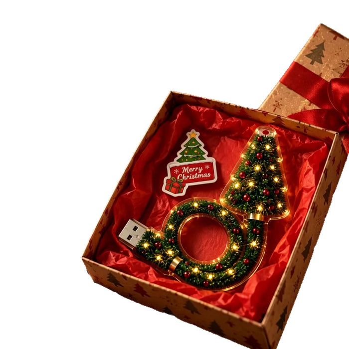 Plushridge USB Christmas Projector Lamp with Wreath and Tree Body