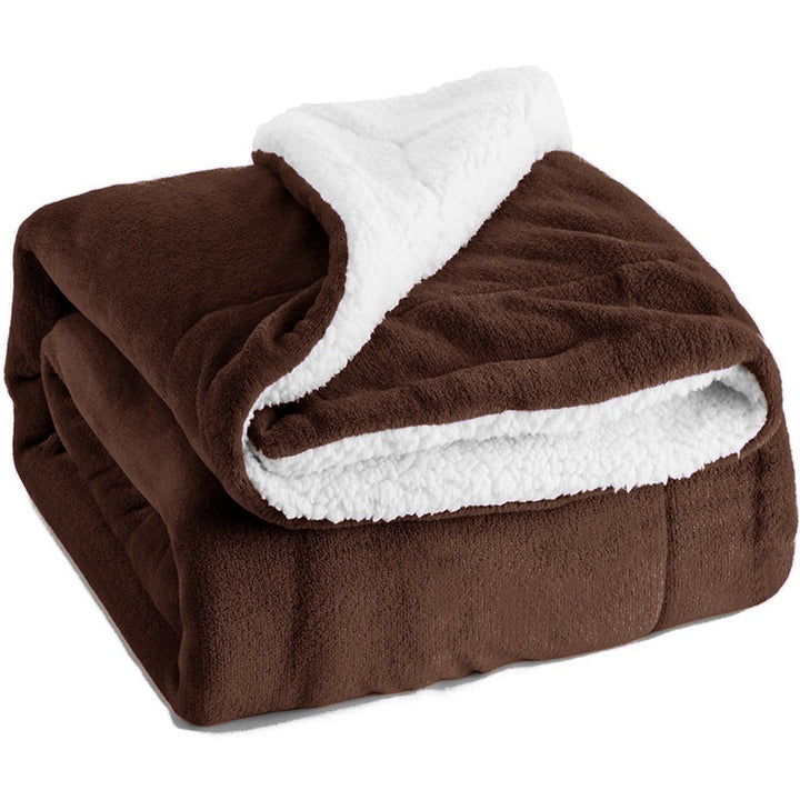 Sherpa Lamb Fleece Blanket, Flannel Throw in 4 Colors