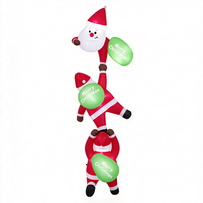 Plushridge 9 ft Hanging Inflatable with 3 Climbing Santas